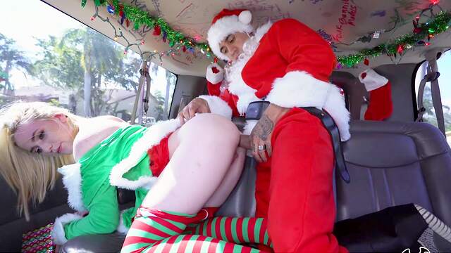 Santa fucks her wet cunt in the bang bus express