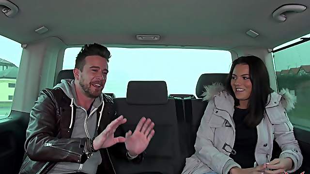 Bitches share cock on the back seat in pretty intense amateur interview